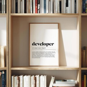 Software Developer Definition Print , Inspirational Typography Wall Art , Modern Dictionary Poster , Home Office Decor image 3