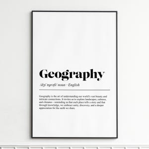 Geography Definition Print , Educational Wall Art for Home Decor , Elegant Typography Poster , Dictionary Style Wall Decor