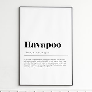 Havapoo Definition Print: Elegant Dog Breed Typography Art