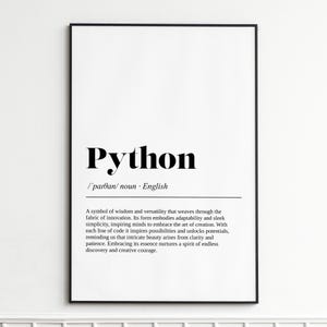 Python Lustig Definition Tech Geschenk Wand Kunst Druck - Umarme Weisheit und Vielseitigkeit in Deinem Raum!