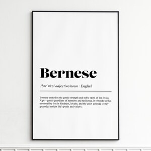 Bernese Art Print , Inspirational Dog Quote Wall Art , Modern Minimalist Decor , Gift for Animal Lovers