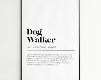 Dog Walker Funny Definition Job Work Gift Wall Art Print