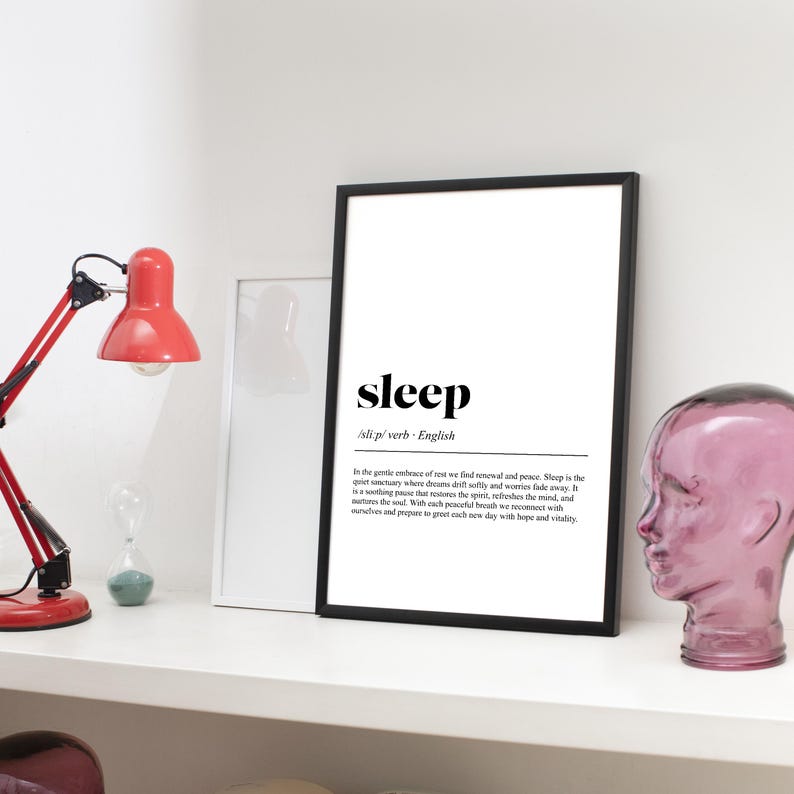 Sleep Definition Print , Elegant Typography Wall Art , Minimalist Dictionary Poster , Home Decor Gift image 2