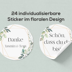 24 personalisierbare Aufkleber im floralen Design