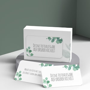 Eucalyptus Bliss: Das interaktive Fotoaufgabenkarten-Set für eine spritzige Hochzeitsfeier!
