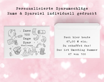 Mein Spar Ziel 100 – Personalisierte Sparumschläge | Sparchallenge | Sparspiel | Umschlagmethode