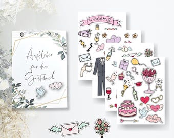 Wedding Sticker Book | Matte Material, Elegantly Bound | Stickers for Guest Book & Photo Album | Exclusive Wedding Design