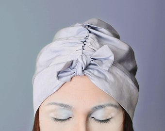 Vegan hair TURBAN - natural dye sleep BONNET - hair wrap - tencel headwrap - blue hair CAP