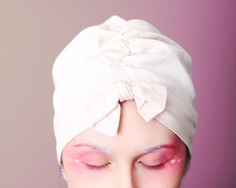 Vegan hair TURBAN - natural dye sleep BONNET - hair wrap - tencel headwrap - pink hair CAP