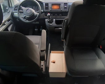 Volkswagen center console XL, VW Bus T5, T6, T6.1 with cup holder, California models, handmade, storage, storage box, storage space, Bulli