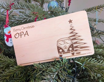 Christmas board with name and VW Bulli