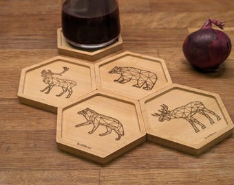 Scandinavian Animals Bamboo Coasters