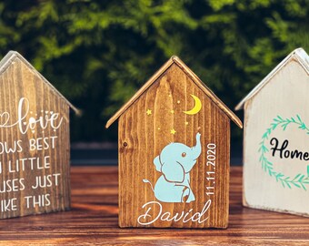 Mini Casas / Decoración de Madera / Casa de Campo / Regalo Personalizado / Favores / Pieza de Manto / Calentamiento de la Casa / Regalo de Cumpleaños