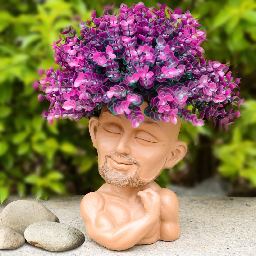 Face Flower Pot Head Planter Pot Succulent Planter Cute Resin Etsy