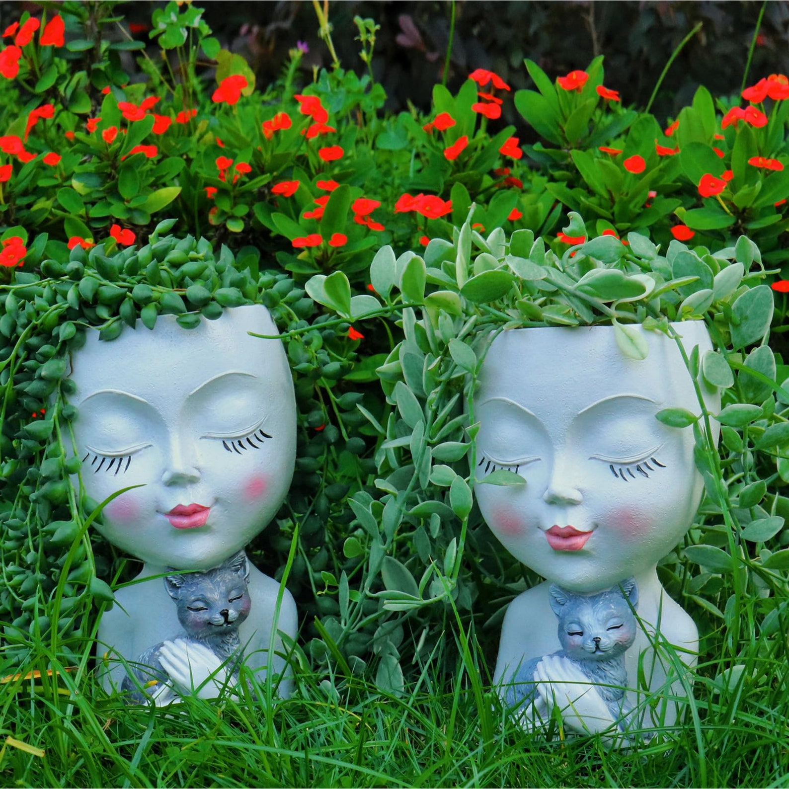 Nordic Style Resin Planters Pots Girls Face Head Flower Pot Etsy
