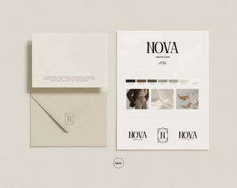 Premade Minimalist Logo Brandboard Template, Modern Canva Logo Kit (Instant Download)