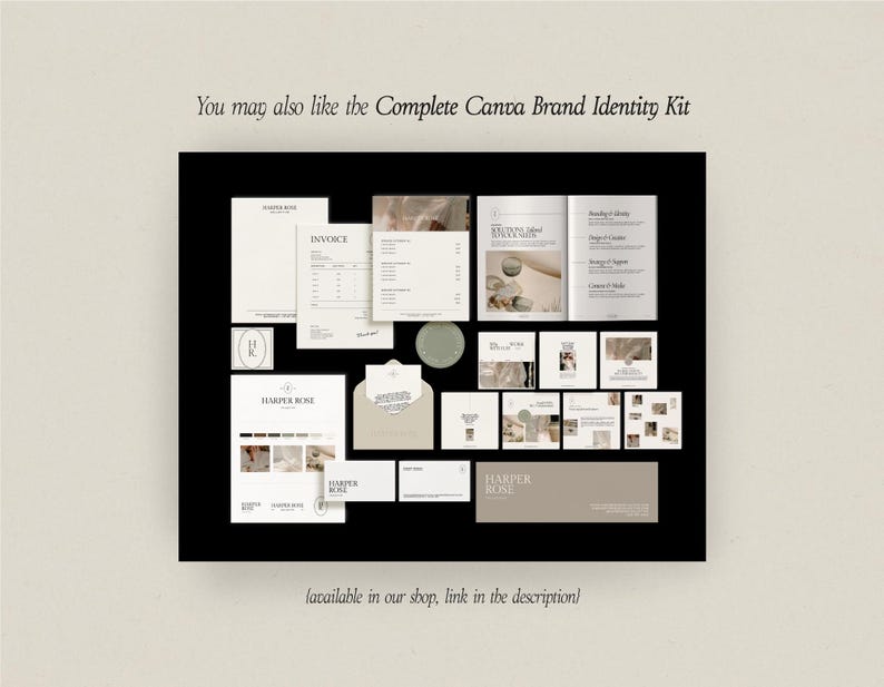 Kit completo per logo Canva, download immediato - Design del logo predefinito - Modello di brandboard con logo moderno - Kit per marchio minimalista immagine 7
