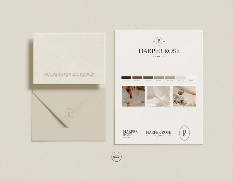 Kit completo per logo Canva, download immediato - Design del logo predefinito - Modello di brandboard con logo moderno - Kit per marchio minimalista immagine 3