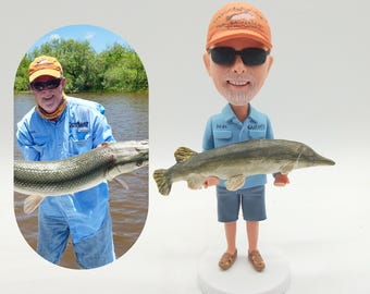 Custom Fishing Bobblehead, Personalized Fisherman Gift