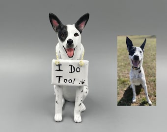 Personalized custom pet dog wedding cake , pet birthday cake ，animal cake，wedding CakeTopper， dog wedding cake topper