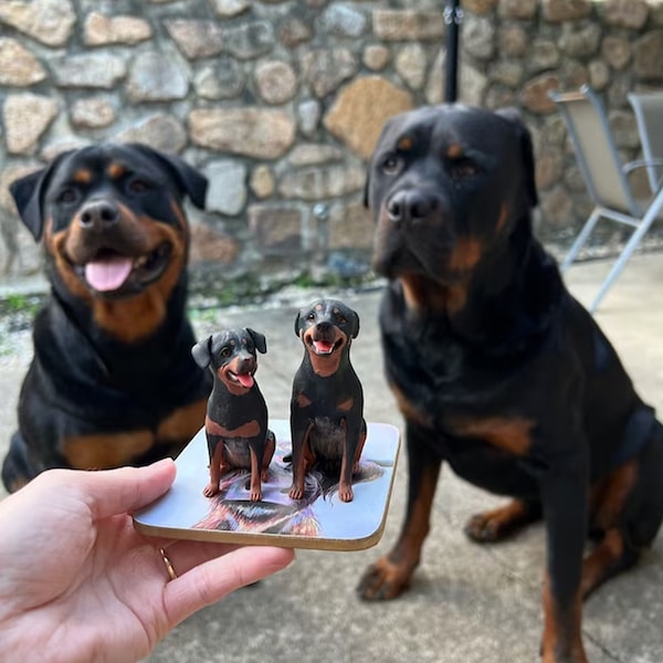 Statue de chien personnalisée, statue de Rottweiler personnalisée, décoration de gâteau pour chien, décoration de gâteau de mariage, cadeau d'anniversaire de décoration d'animal de compagnie, cadeau pour amoureux des chiens