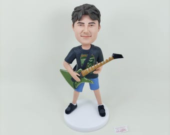 Personalized Bobblehead Doll: Custom Guitar 3D Statue, Family Gift