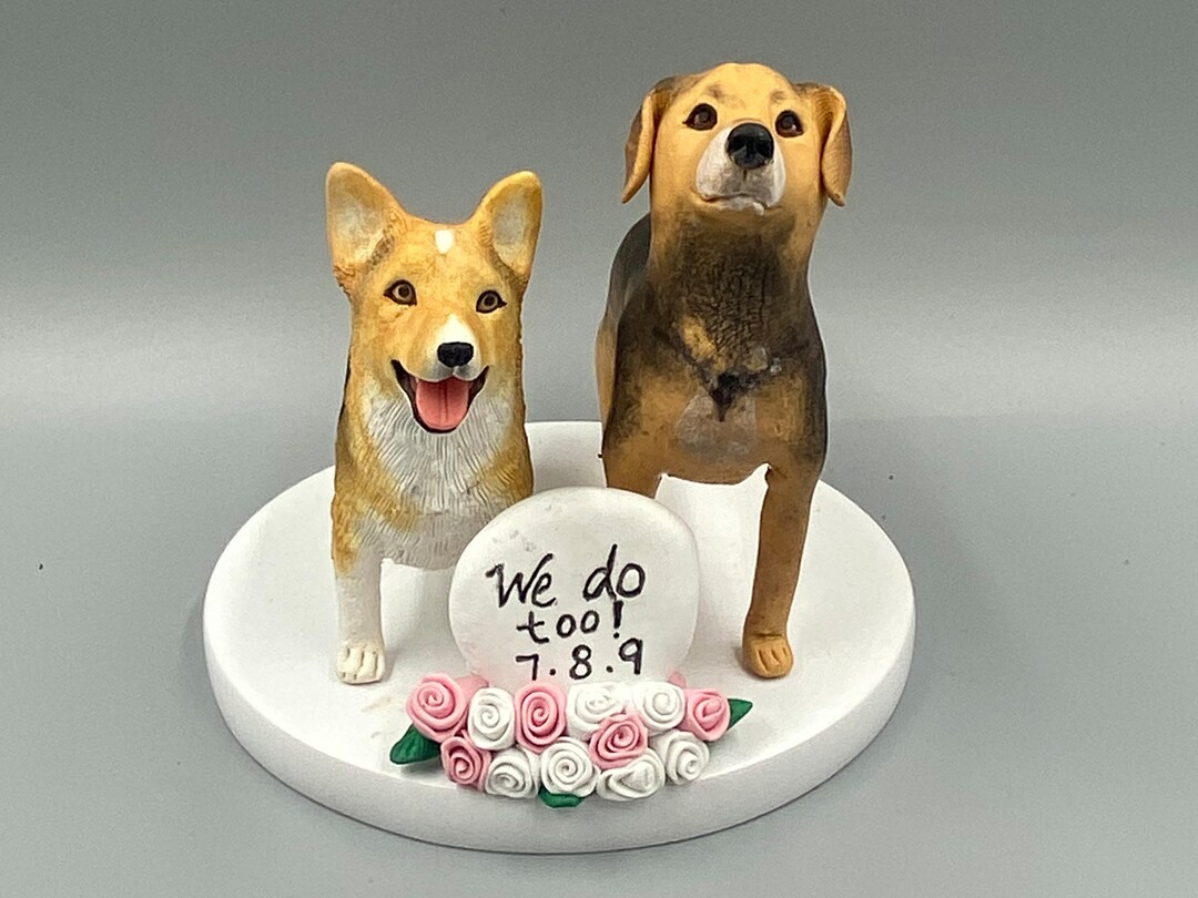 Custom Dog Wedding Cake Topper: Personalized Polymer Clay Pet Cake - Etsy