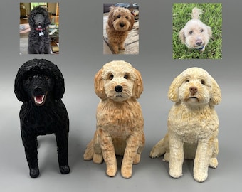Adorno personalizado para pastel de bodas con forma de perro: escultura de mascota en arcilla polimérica.
