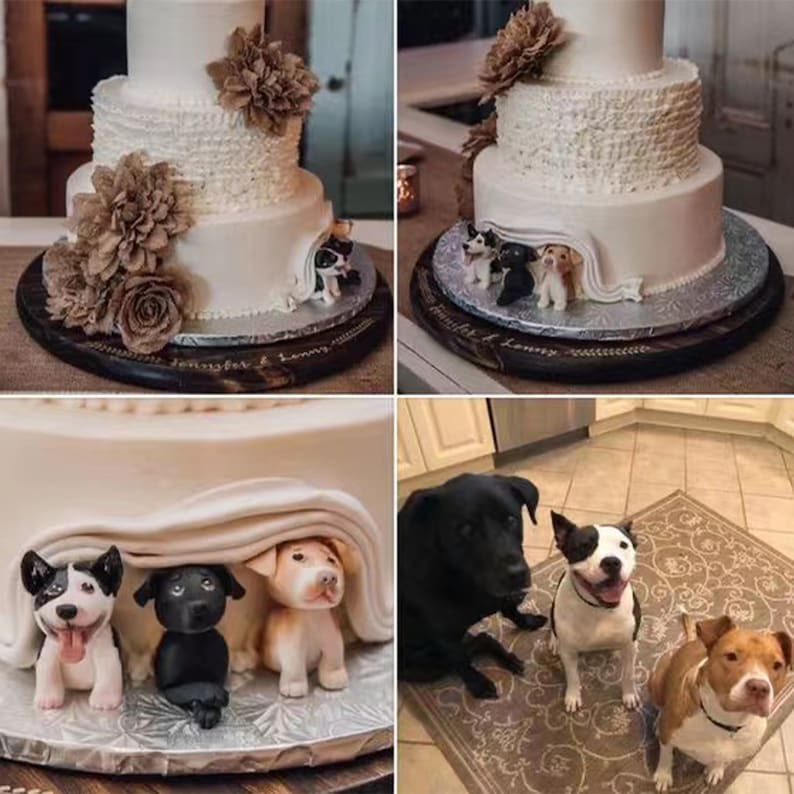 Personalized custom pet dog wedding cake , pet birthday cake animal cakewedding CakeTopper dog wedding cake topper image 8