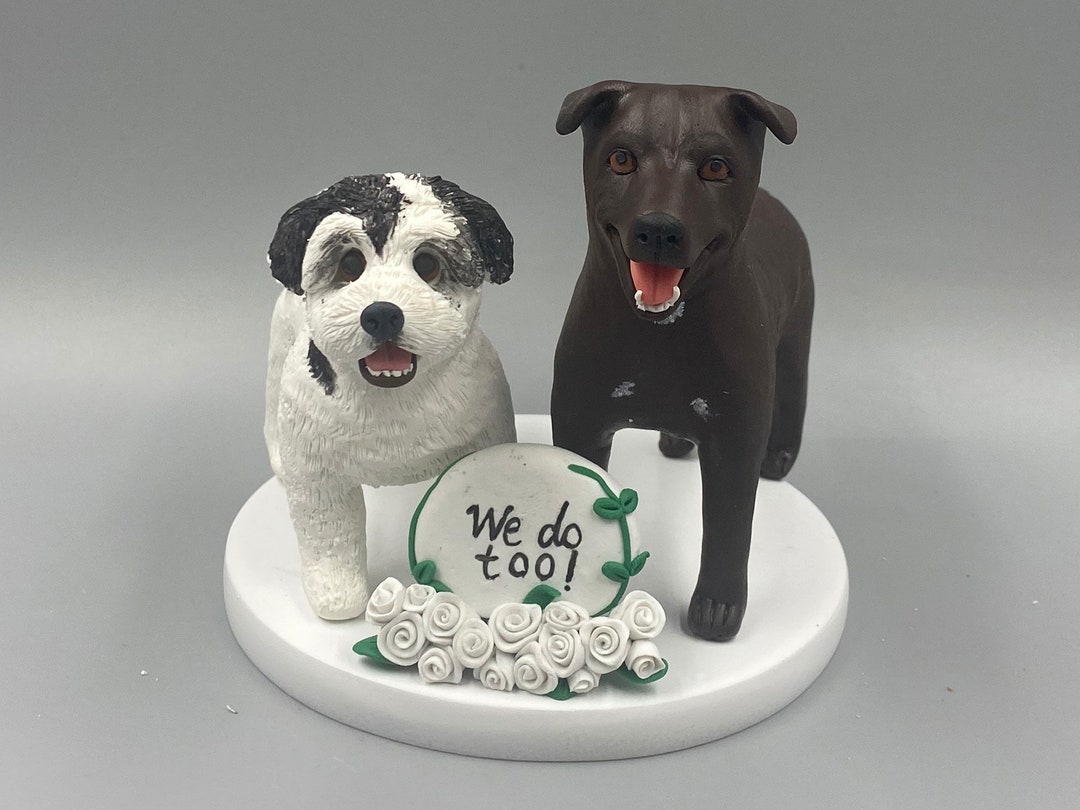 Personalized Dog Wedding Cake Topper: Custom Polymer Clay Pet Figurine ...