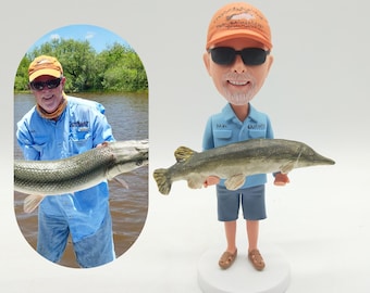 Custom Fishing Bobblehead, Personalized Fisherman Gift
