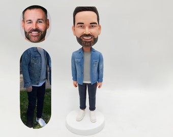 Bobbleheads de retrato personalizados, bobbleheads de novio personalizados, regalos personalizados para papá, novio, mejor regalo de aniversario para el marido