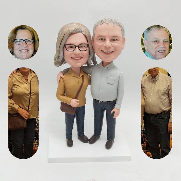 Custom Couple Bobblehead, Handmade Polymer Clay Anniversary Gift