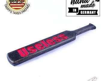 Paletta per sculacciate grande, nera e pesante, incisione laser personalizzata, intaglio personalizzato, colore personalizzato, Oak Beach, lunga pagaia per sculacciate