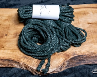 Premium Shibari ø 5 mm hemp rope DARK EMERALD GREEN for Kinbaku / Bondage 4m 8m