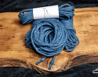 Premium Shibari ø 5 mm hemp rope SAPPHIRE BLUE for Kinbaku / Bondage 4m 8m