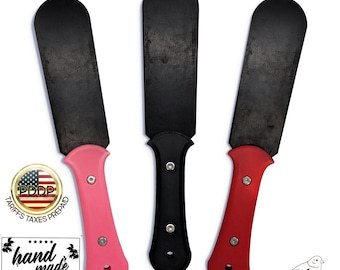 Heavy Rubber Spanking Paddle • 10mm Thick • Vegan BDSM Impact Toy • Kink Gear Handmade in Germany • Painful Slapper • Red Pink Black