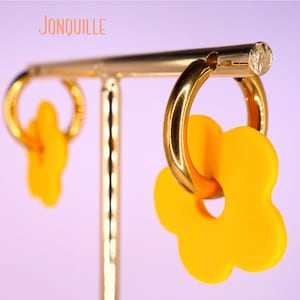 Créoles interchangeables forme fleur/Boucles d'oreilles fleurs en acier inoxydable pour femme/Bijoux colorés/Idée cadeau/Coquelicot image 4