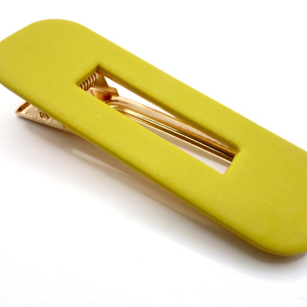 Pince à cheveux jaune moutarde, accessoire pour cheveux, Barrette originale filles, idée cadeau de Noël petit budget, pince crocodile dorée