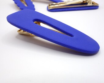 Barrette à cheveux originale forme triangulaire bleu roi, Pince à cheveux bleu électrique, Barrette fantaisie, idée cadeau de Noël femme