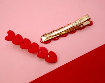 Molletta per capelli a forma di cuore, Fermaglio a coccodrillo, Cuore rosso, regalo di San Valentino, Accessorio per capelli, donna, ragazza, bambino