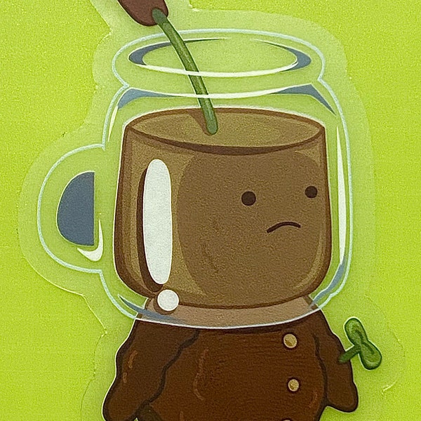 Adventure Time - Dirt Beer Guy Silly Cartoon Sticker - 3" Tall CLEAR Sticker