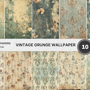 Grunge Wallpaper Digital Paper: Shabby Chic Scrapbook (12x12, Commercial Use)