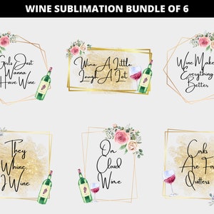 DIGITALES Sublimationsweinzitat Bundle - Weinbecher PNG, Wein Zitate Png Bündel, Weinliebhaber, lustiger Weinbecher, Wein Wandkunst