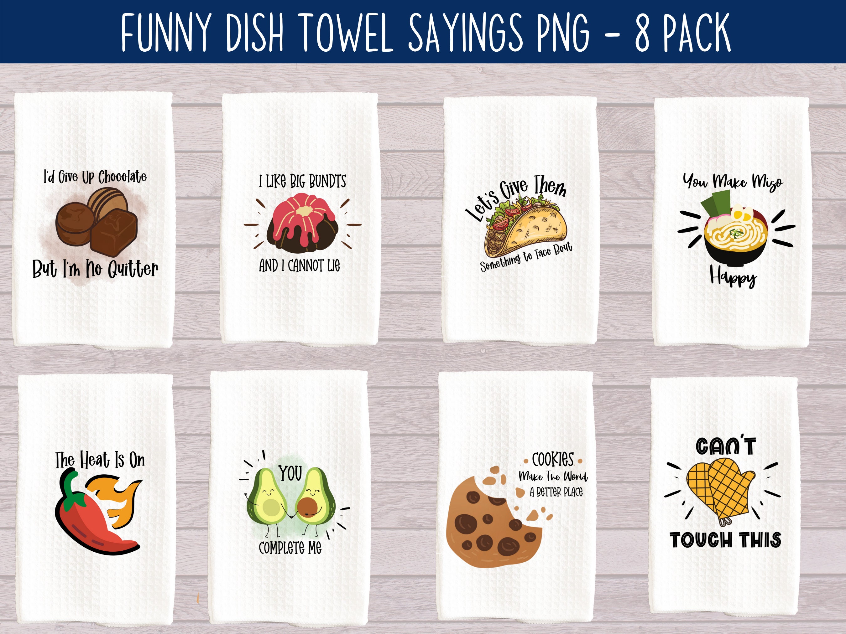 Sarcastic Dish Towel Quotes Sublimation Bundle Funny Kitchen
