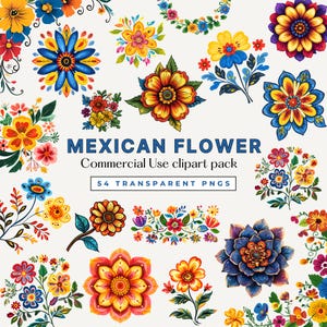 Mexikanische Blumen, Fiesta Party Clipart, lebhafte spanische mexikanische Blumen Clipart Ränder, kommerzielle Nutzung