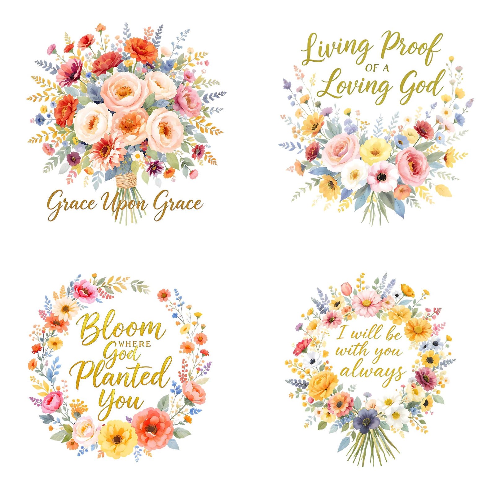 Faith Christian Floral Clipart Bundle PNG, Inspirational Scripture ...
