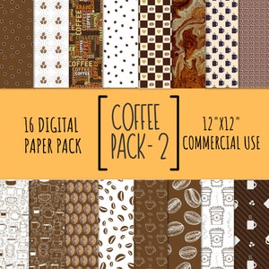 Coffee Lover Digital Paper Pack, Kaffee Digitales Papier, Scrapbooking-Papier, Kaffeebohnen-Hintergründe, Kommerzielle Nutzung, 20, 12x12