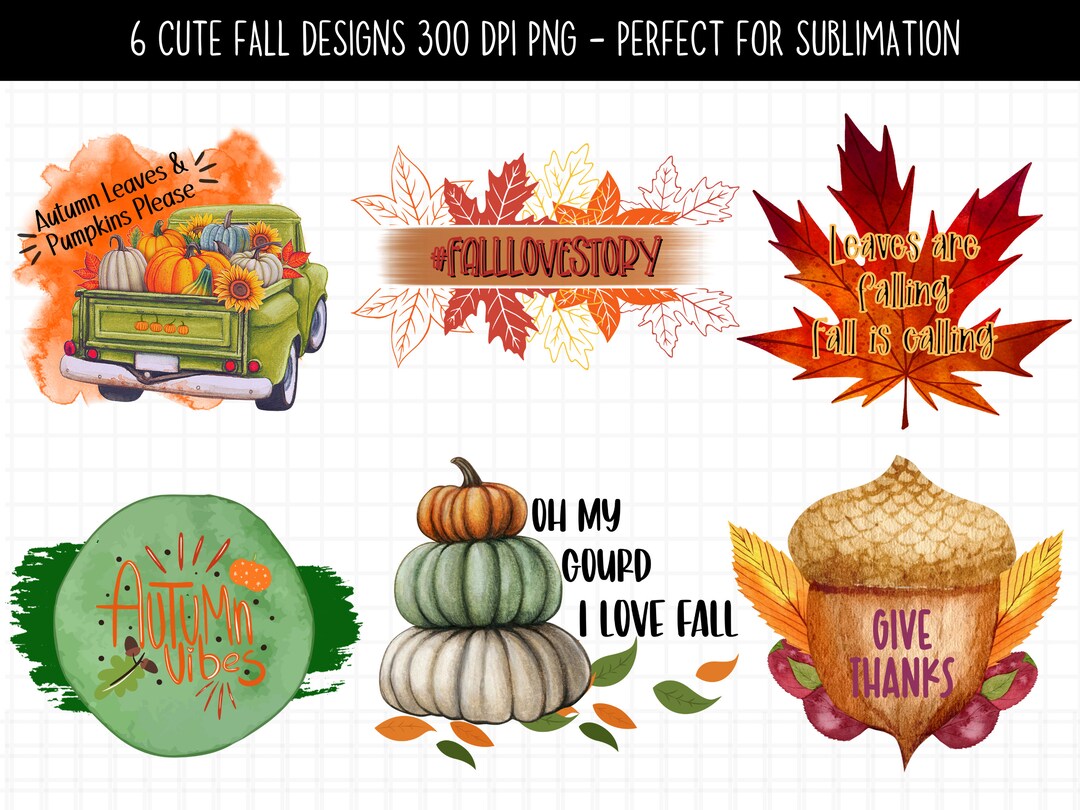 Fall DIGITAL Sublimation Bundle, Fall Quotes PNG, Autumn Quotes Png ...