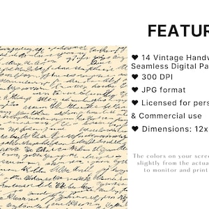 Handwriting Textures Vintage Handwriting Seamless Pattern Paper, Antique Written Textures ...